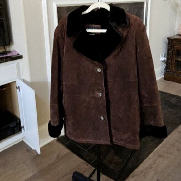 Gallery Genuine Leather Suede Faux Fur lining Jacket L - Picture 11 of 16